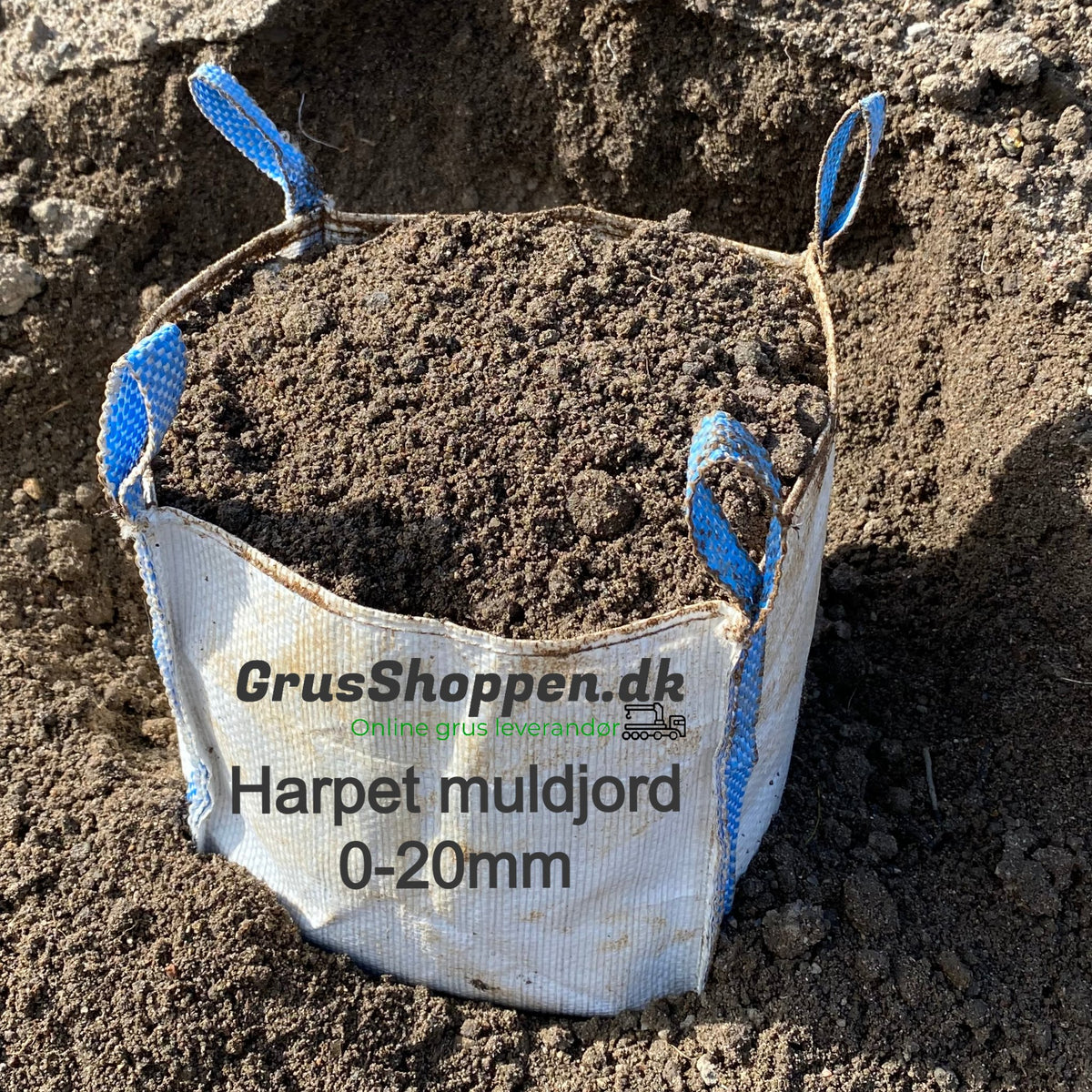 Harpet muldjord 0-20mm - GrusShoppen
